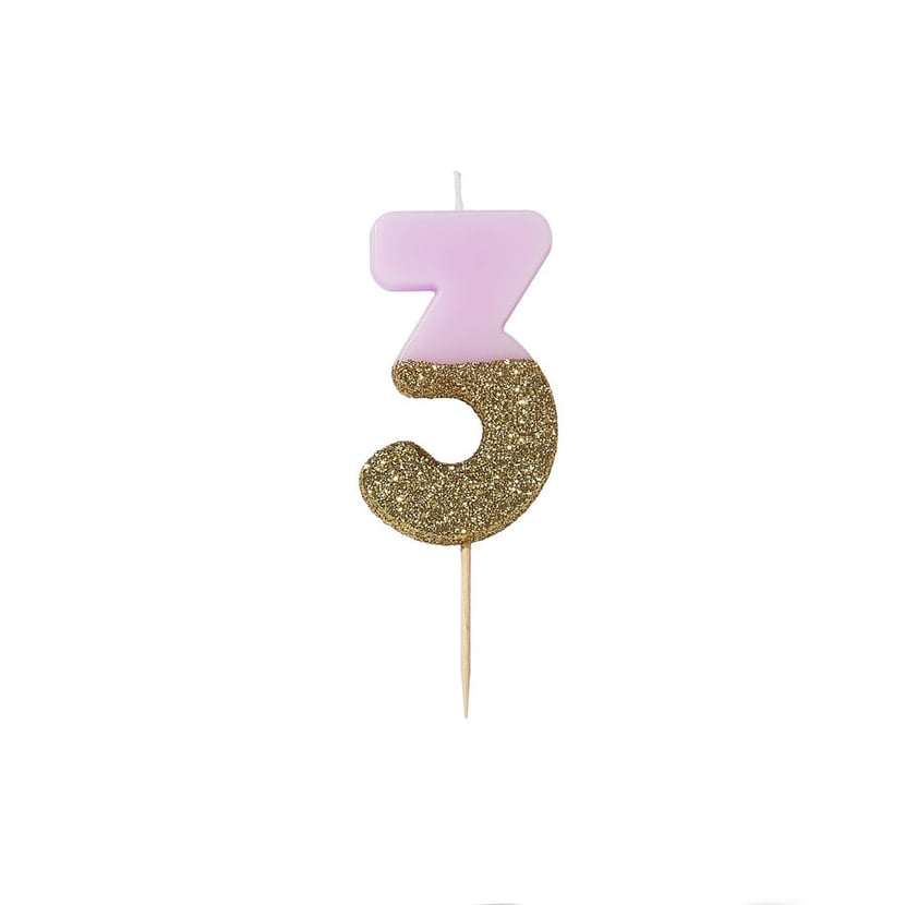 Bougie Pinky Or Chiffre 3