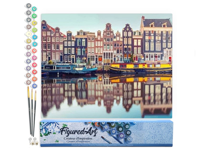 Peinture par Numéro Figured'Art - Amsterdam - Kit de Loisir Créatif DIY Numéro d'Art Complet - 40x50cm sans châssis en bois