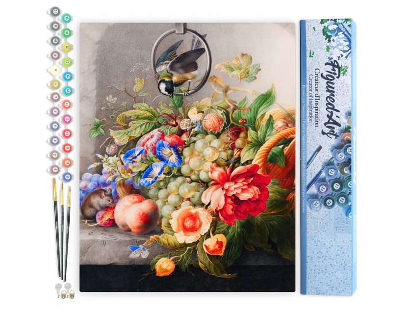 Peinture par Numéro Figured'Art - Fleurs et Fruits - Herman Henstenburgh - Kit de Loisir Créatif DIY Numéro d'Art - 40x50cm sans châssis en bois