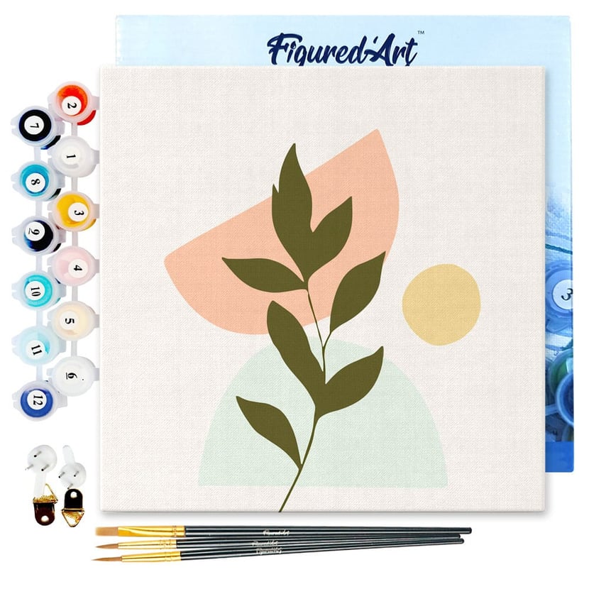 Mini Peinture par Numéro Figured'Art 20x20cm avec cadre Plante 4 - Petit Format