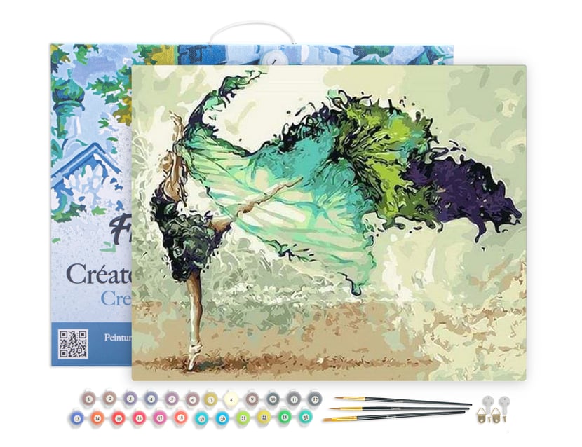 Peinture par Numéro Figured'Art avec Cadre - Ballerine Moderne - Kit de Loisir Créatif DIY Numéro d'Art Complet - 40x50cm toile tendue sur châssis