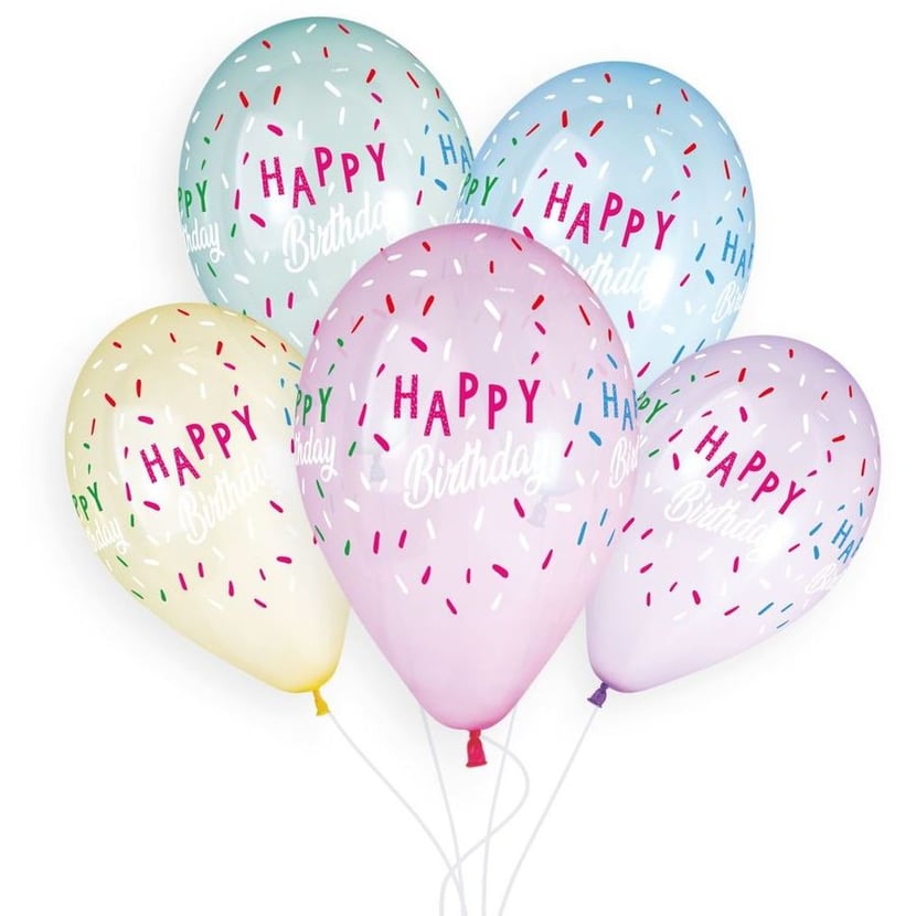 5 Ballons Happy Birthday Ø33cm