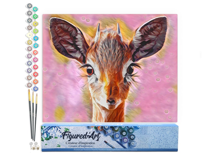 Peinture par Numéro Figured'Art - Biche mignonne - Kit de Loisir Créatif DIY Numéro d'Art Complet - 40x50cm sans châssis en bois