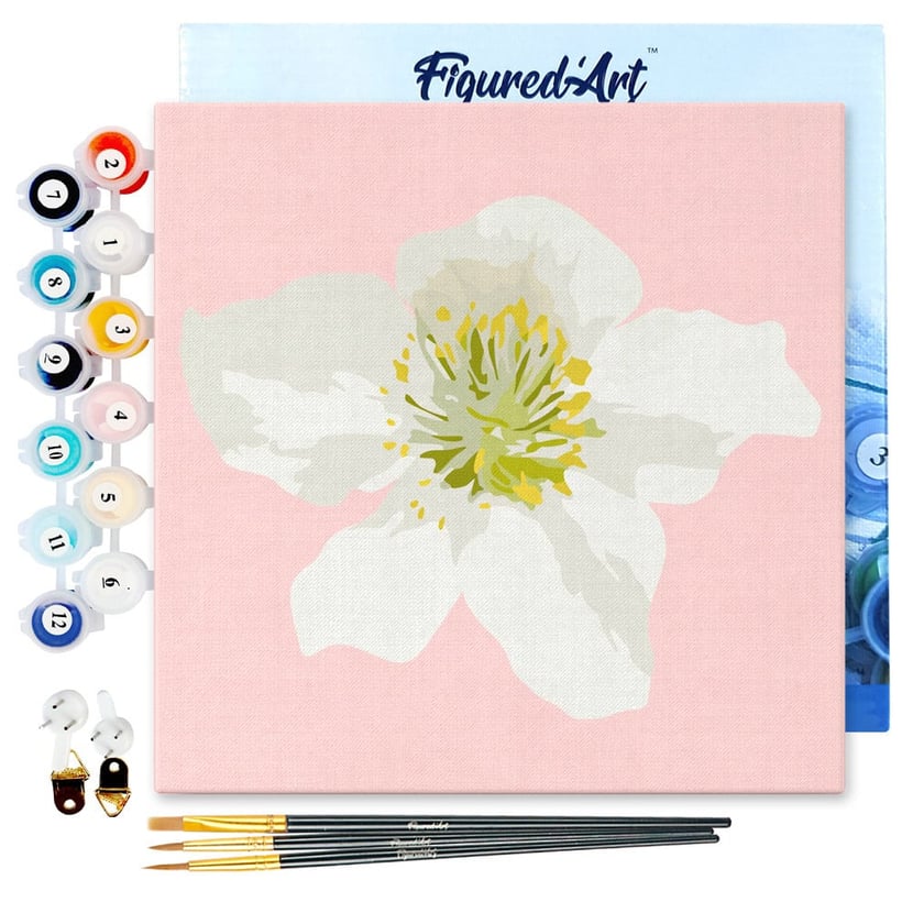 Mini Peinture par Numéro Figured'Art 20x20cm avec cadre Fleur d'Eglantier - Petit Format