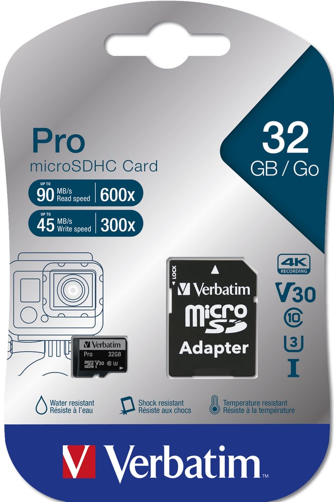 Carte micro SDHC 32GO VERBATIM pro U3