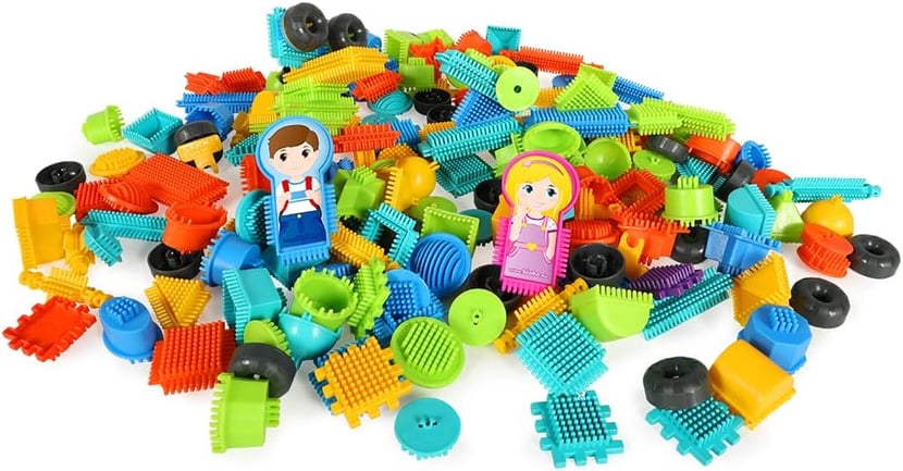 BLOKO – Sac de 200 BLOKO et 2 Figurines Famille – Dès 12 Mois – Fabriqué en  Europe – Jouet de Construction 1er âge – 503508 - Jeux de construction