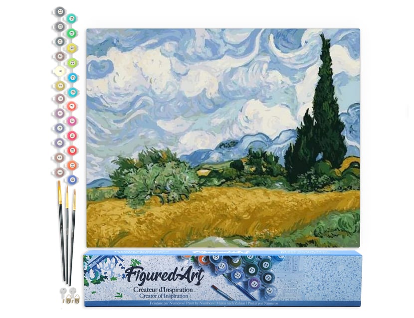 Peinture par Numéro Figured'Art - Van Gogh - Ciel - Kit de Loisir Créatif DIY Numéro d'Art Complet - 40x50cm sans châssis en bois