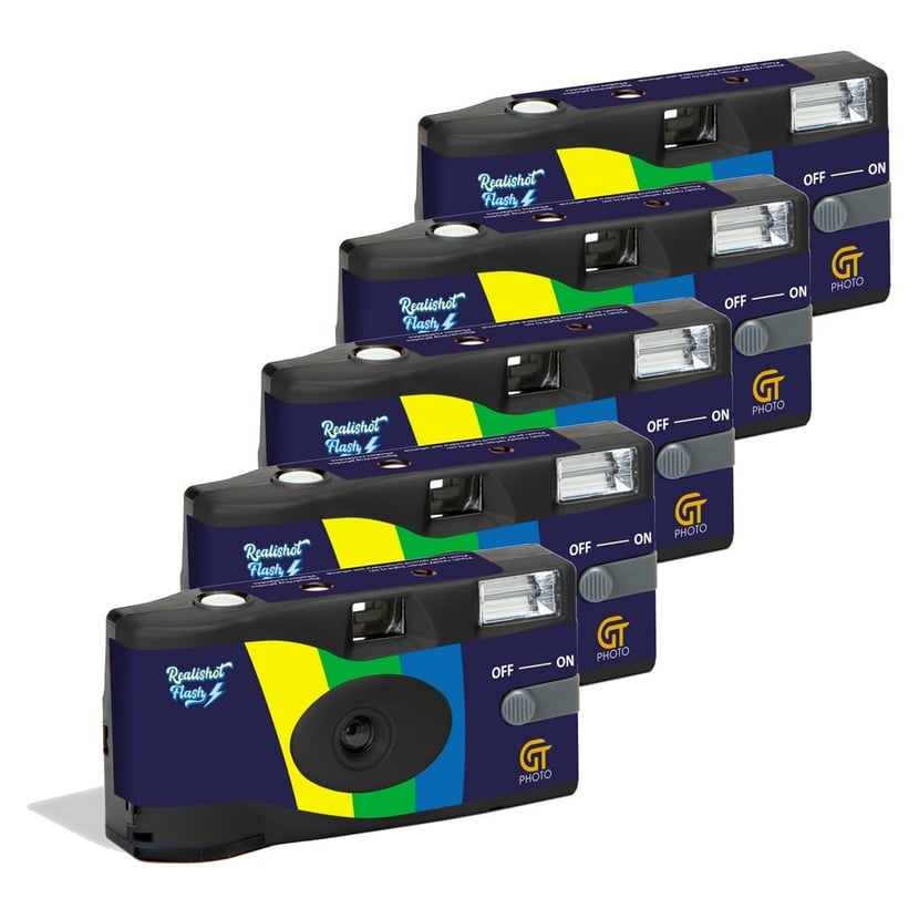 Lot De 5 Appareils Photo Jetables TopShot – 27 Poses Chacun, Avec Flash, Motif Cœurs Volants