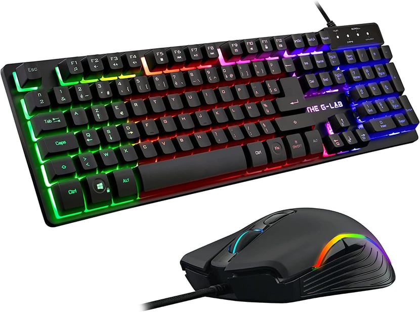 Pack Combo Gaming GLAB Krypton - Clavier + Souris - Performant - Esport - Noir