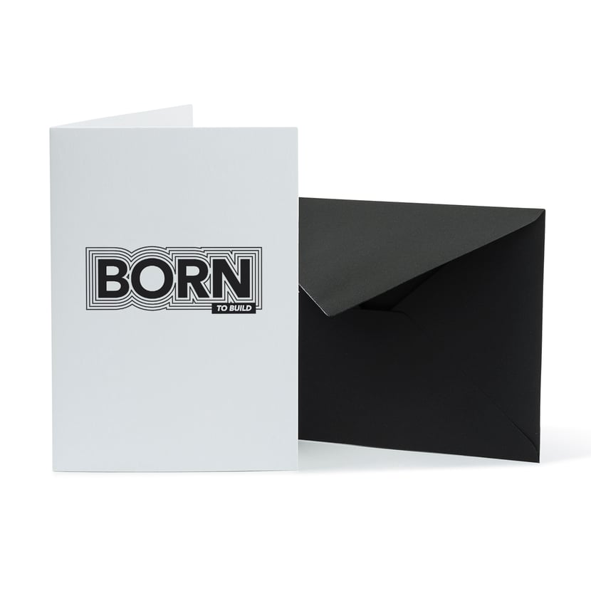 Carte postale blanche Born to Build - Cartes - Carterie - Papiers créatifs