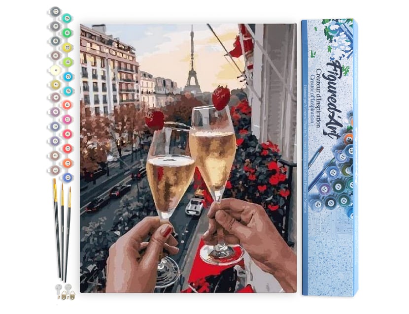 Peinture par Numéro Figured'Art - Santé des Amoureux à Paris - Kit de Loisir Créatif DIY Numéro d'Art Complet - 40x50cm sans châssis en bois
