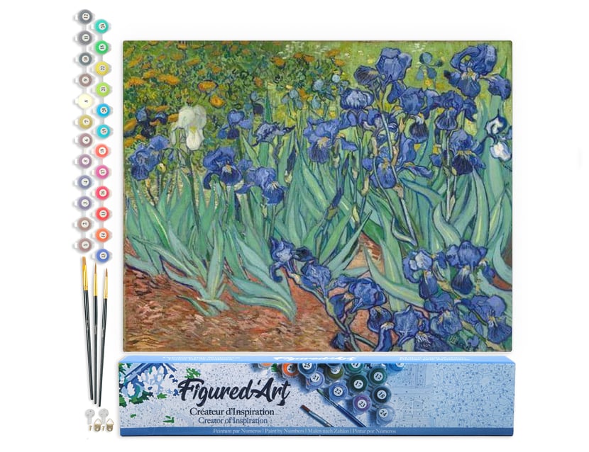 Peinture par Numéro Figured'Art - Van Gogh Iris - Kit de Loisir Créatif DIY Numéro d'Art Complet - 40x50cm sans châssis en bois