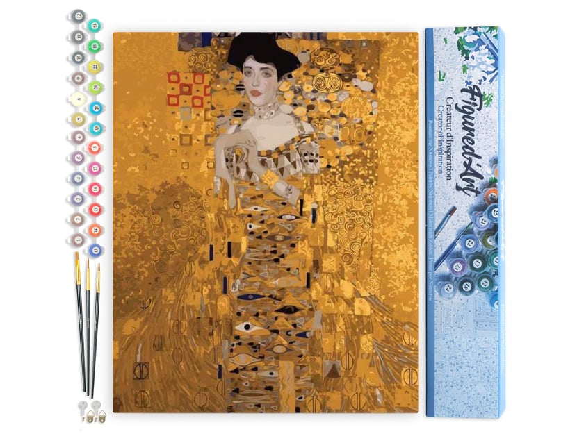 Peinture par Numéro Figured'Art - Madame Bauer Klimt - Kit de Loisir Créatif DIY Numéro d'Art Complet - 40x50cm sans châssis en bois