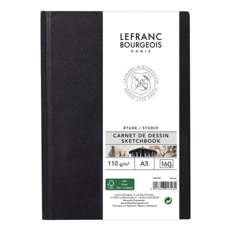 Carnet à dessin - A5 - 80 pages - Papier 110g - Blanc - Lefranc