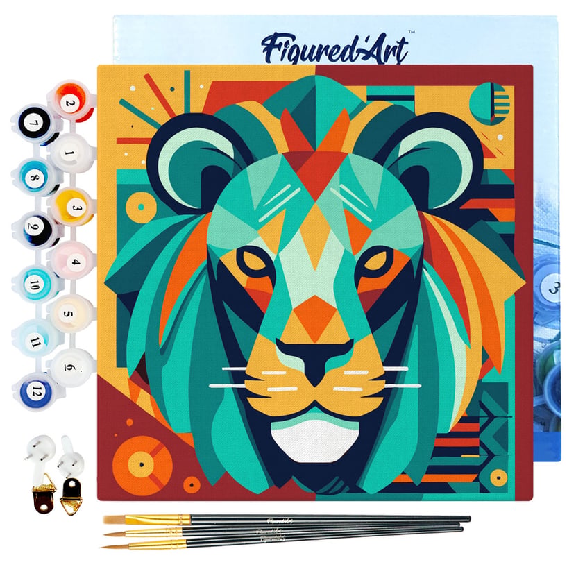Figured'Art Mini Peinture Par Numéros Père Noël Souriant 20x20cm Avec Cadre - Kit DIY Adulte