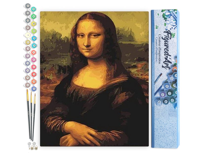 Peinture par Numéro Figured'Art - Da Vinci Mona Lisa La Joconde - Kit de Loisir Créatif DIY Numéro d'Art Complet - 40x50cm sans châssis en bois