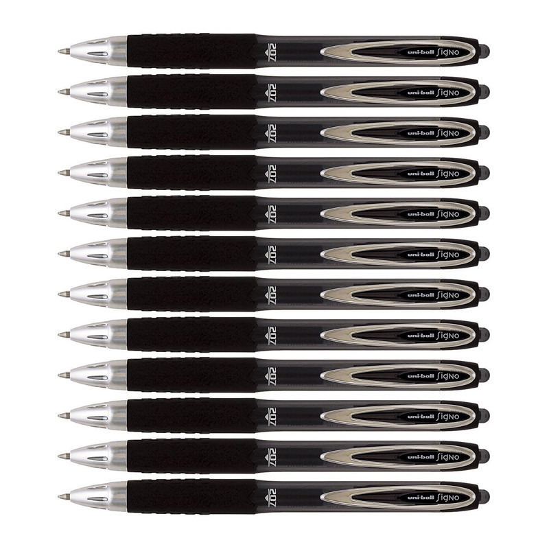 12 stylos roller encre gel noir pointe moyenne 0.7 mm Uni-Ball Signo ...