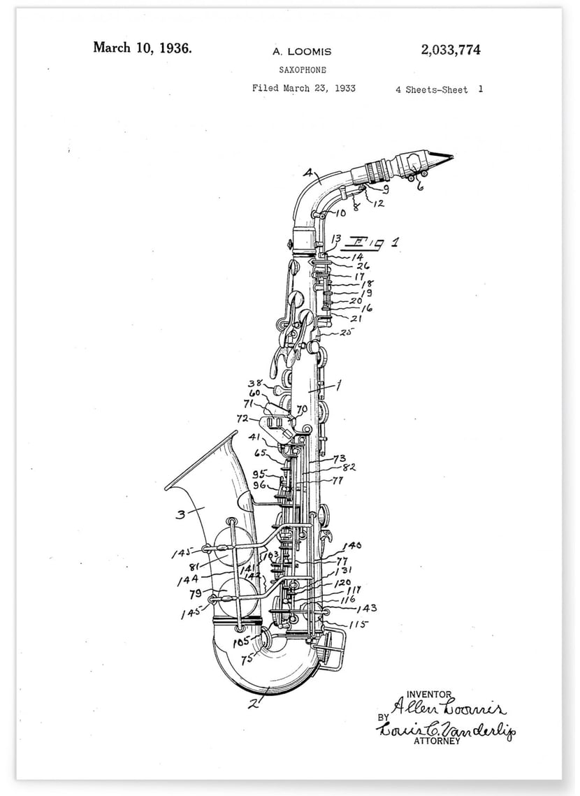 Affiche Brevet Saxophone | A3 : 29,7x42cm- Imagerie Murale ...
