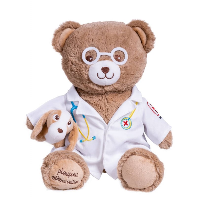 Peluche Ours Veterinaire Docteur Gaston 40 cm Peluche et Doudou Jeux d eveil Cultura