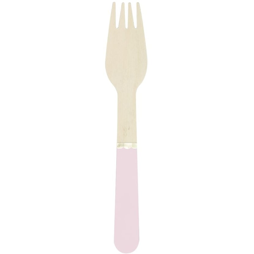 8 Fourchettes en Bois Rose Pastel