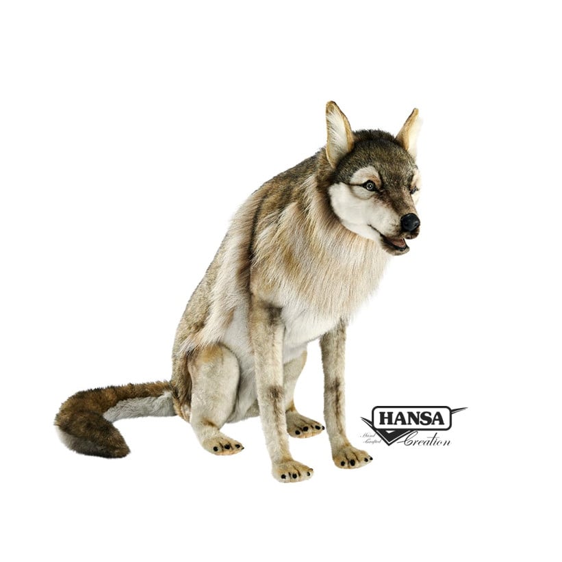 Hansa peluche geante Loup Assis 105cmL Peluche et Doudou Jeux d eveil Cultura