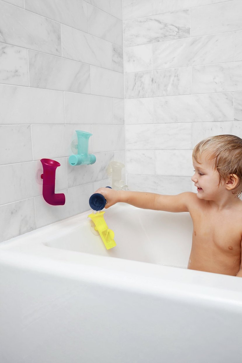 PIPES™ 5 tuyaux ventouse avec accessoires couleurs fortes pour le bain
