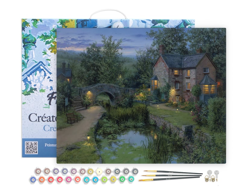 Peinture par Numéro Figured'Art avec Cadre - Havre de paix lumineux - Kit de Loisir Créatif DIY Numéro d'Art - 40x50cm toile tendue sur châssis
