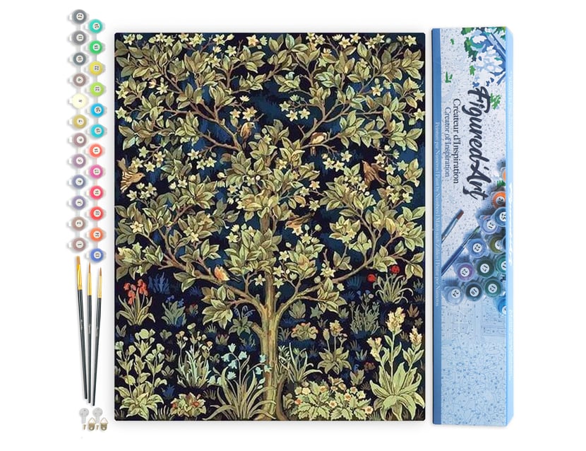 Peinture par Numéro Figured'Art - Arbre de Vie - Kit de Loisir Créatif DIY Numéro d'Art Complet - 40x50cm sans châssis en bois