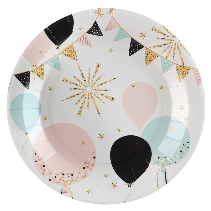 10 Assiettes Paillettes et Ballons