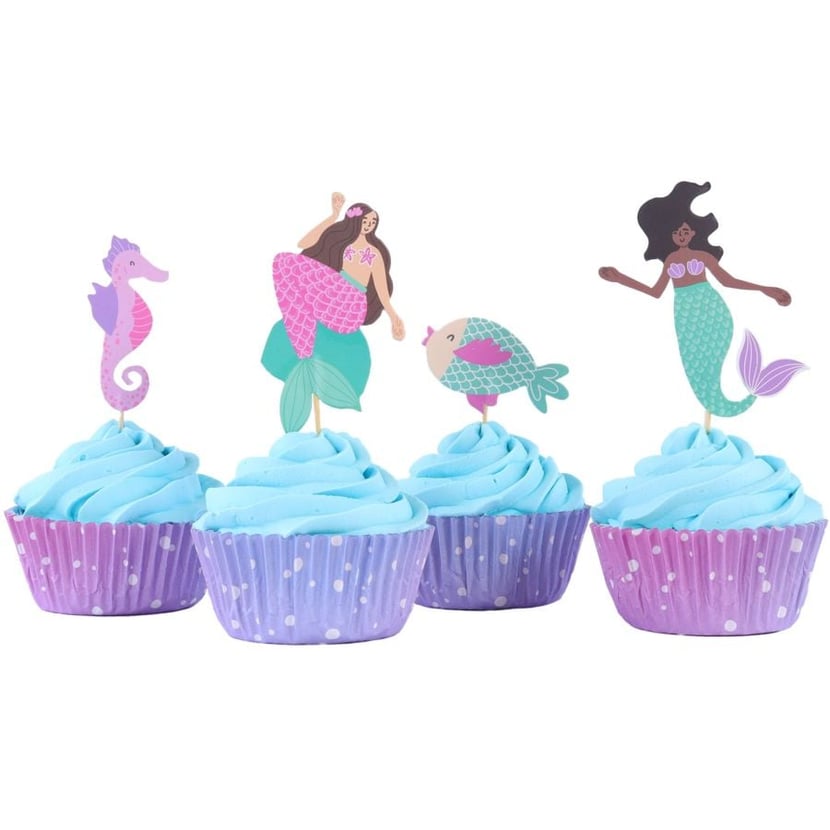 Kit 24 Caissettes et Déco Cupcakes - Sirène