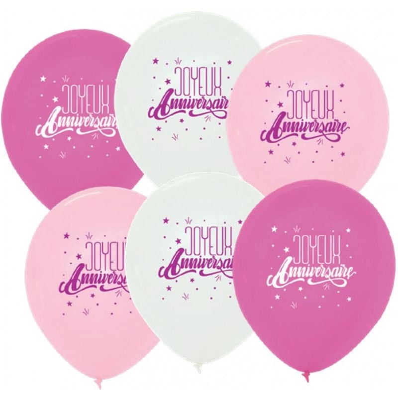 6 Ballons Joyeux Anniversaire - Rose - Ballons - Décorer la maison - Fêtes  et anniversaires