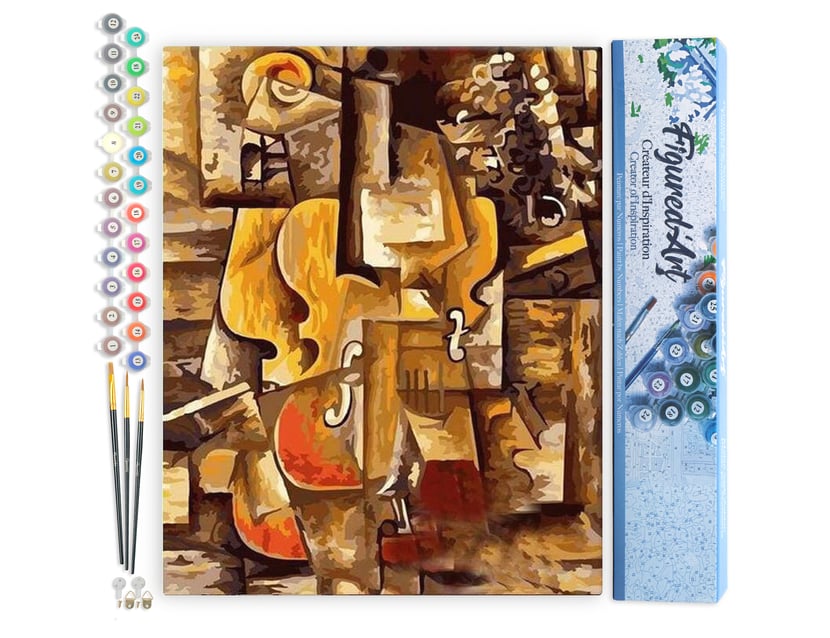 Peinture par Numéro Figured'Art - Picasso Violon et Raisins - Kit de Loisir Créatif DIY Numéro d'Art Complet - 40x50cm sans châssis en bois