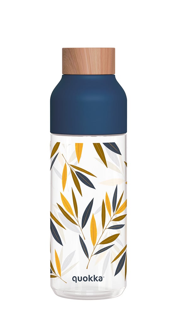 Bouteille En Verre Avec Housse Silicone Quokka 660 Ml - Vert Fluo, Sans BPA, Couvercle Bambou Anti-fuite