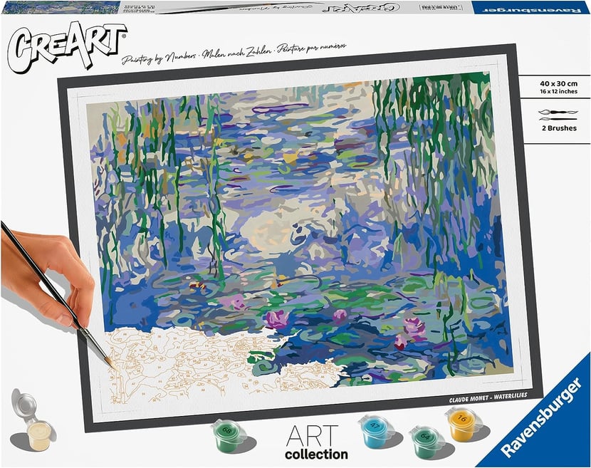 Peinture au numéro Ravensburger - CreArt - Claude Monet : Les Nymphéas -  30x40 cm - Peintures par numéro