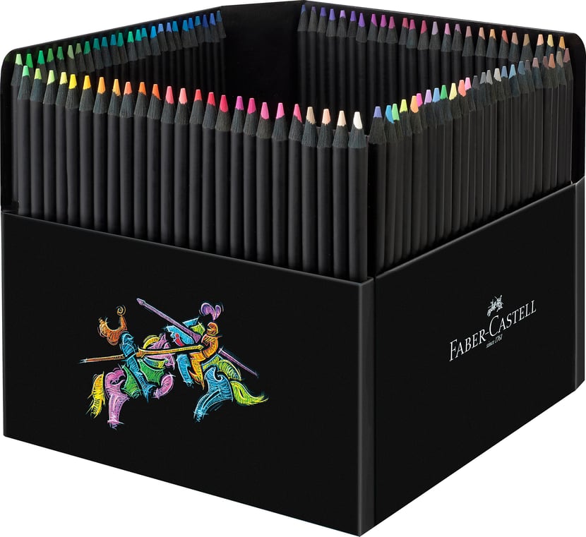 Lot de 100 crayons de couleur - Faber-Castell - Couleurs asorties - Black Edition