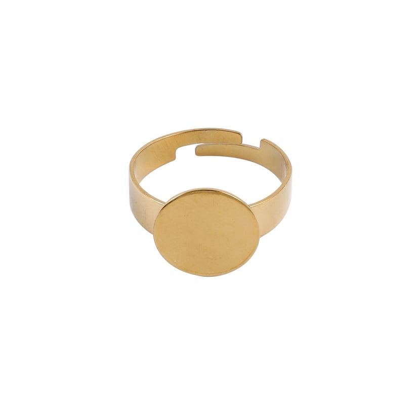 Bague ajustable plateau - 12 mm - Acier inoxydable doré - Créalia- Supports Boucles d'oreilles - Supports Bijoux | Cultura