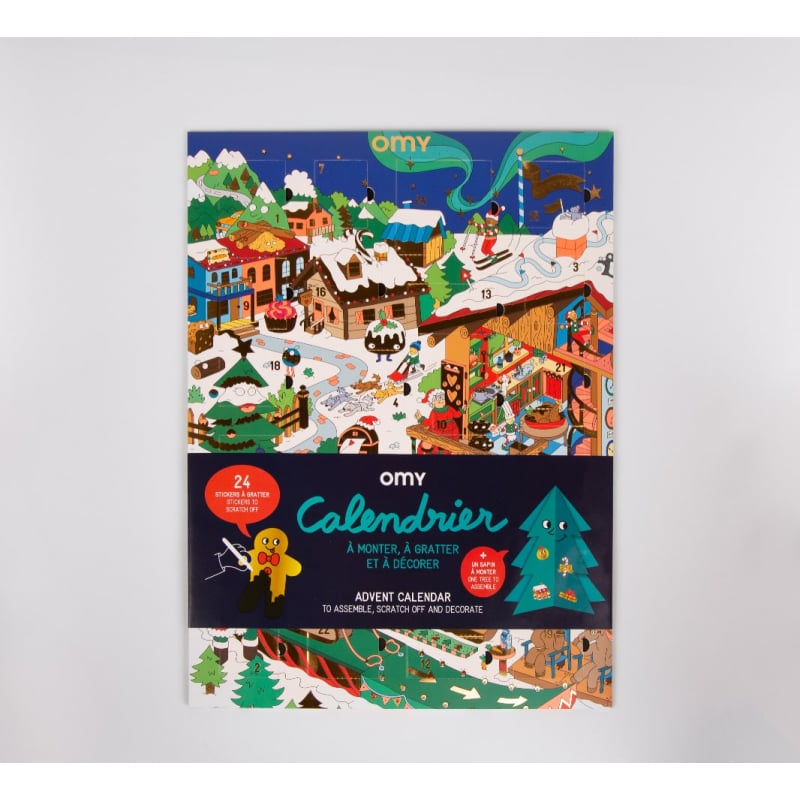 Calendrier de l'Avent 2022 - Sapin de Noël 3D en carton + 24 stickers à  gratter + 1 bâton en bois - Omy - Plastique créatif - Supports de dessin et  coloriage