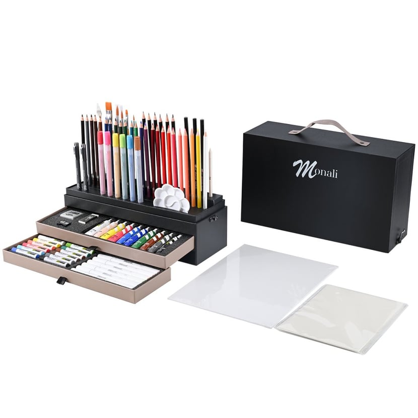 MONT MARTE Kit Peinture Premium Deluxe - 174 Pièces - Set De Dessin De Haute Qualité Dans Un
