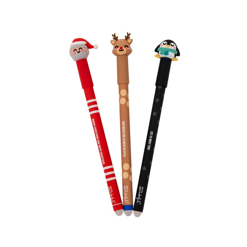 Stylos Noël Effaçables LEGAMI LEGAMI - Lot De 6 Stylos Gel Effaçables Édition Noël - Encre Rouge, Bleue, Verte - Pointe 0.7mm Stylos Legami édition