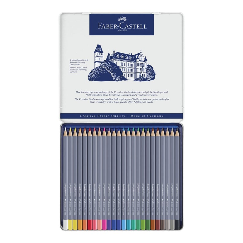 Boîte Faber-Castell - Goldfaber - 24 crayons de couleur aquarellable -  Pinceaux Aquarelle - Peinture Aquarelle