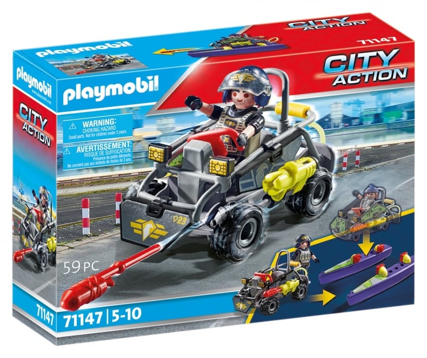 Playmobil® - Quad transformable de bandit - 71147 - Playmobil® City Action  - Mini véhicules et circuits - Jeux d'imagination