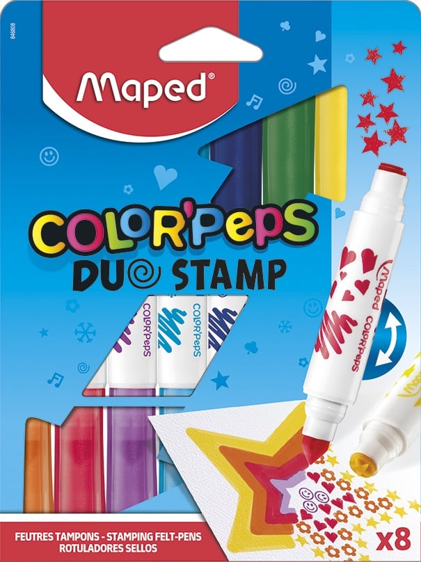 Feutres Duo Stamp - boite de 8 - Plastique créatif - Supports de dessin et  coloriage
