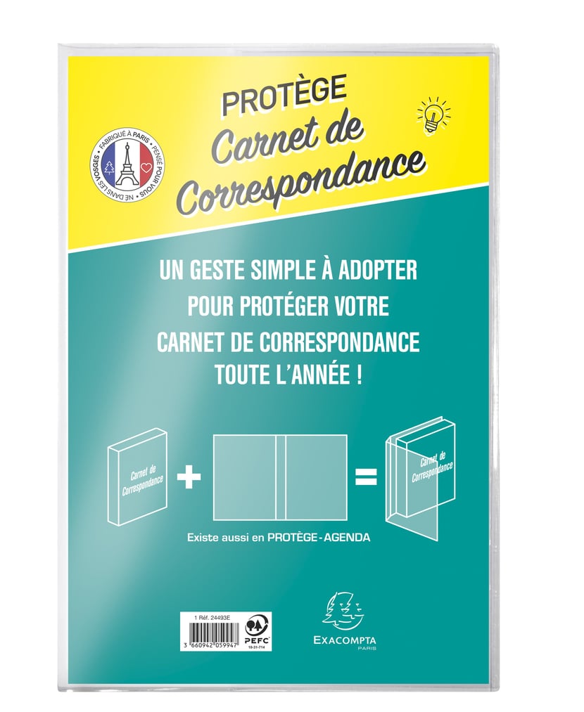 Protège-cahier - 24 x 16 cm - translucide et incolore - Exacompta - Protège-Cahiers  - Protection document