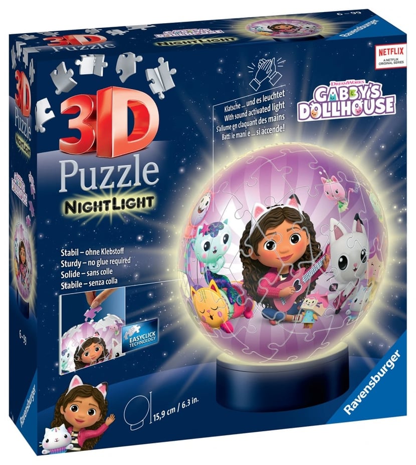 Ravensburger - Puzzle 3D Ball 72 Pièces lumineux - Félins - la