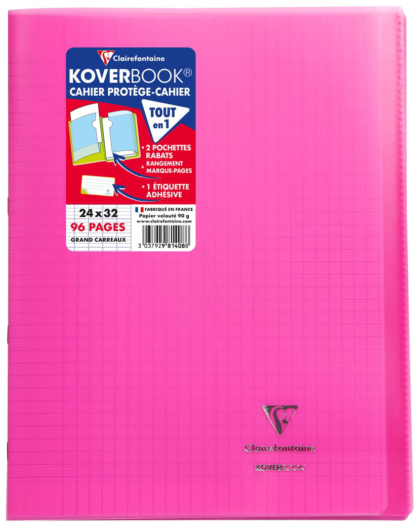 Cahier piqué - 24x32cm - Koverbook Blush - Clairefontaine - 48 pages grand  carreaux - Rose - Cahiers - Carnets - Blocs notes - Répertoires