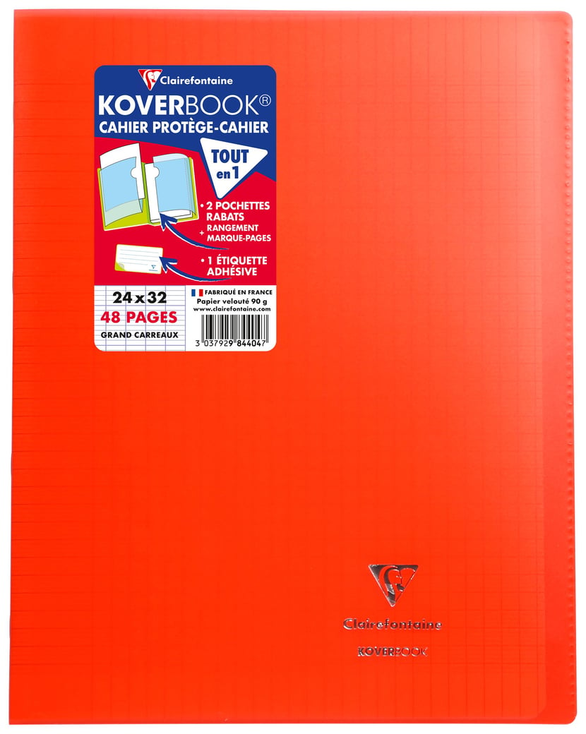 Cahier piqué - 24x32cm - Koverbook Blush - Clairefontaine - 48 pages grand  carreaux - Rouge - Cahiers - Carnets - Blocs notes - Répertoires