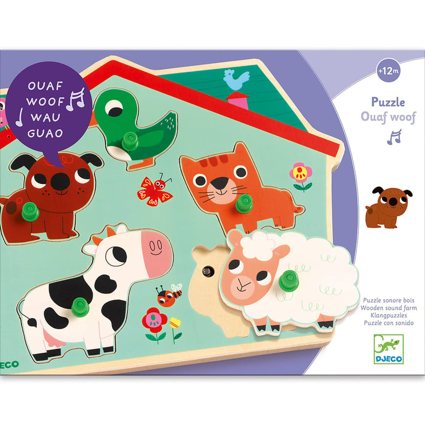 Puzzle à encastrements sonore, animaux de la ferme - Matériel Montessori