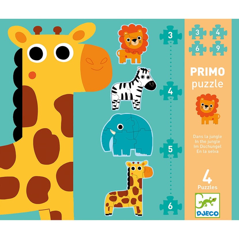 Puzzle Primo - Dans la jungle - 4 Puzzles silhouettés - Djeco