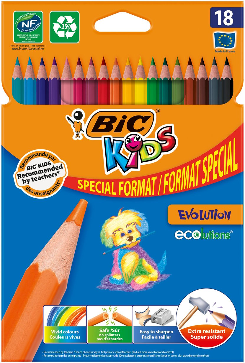 Crayon de Couleurs Enfants et Adultes 18 pcs Dessin Crayons de
