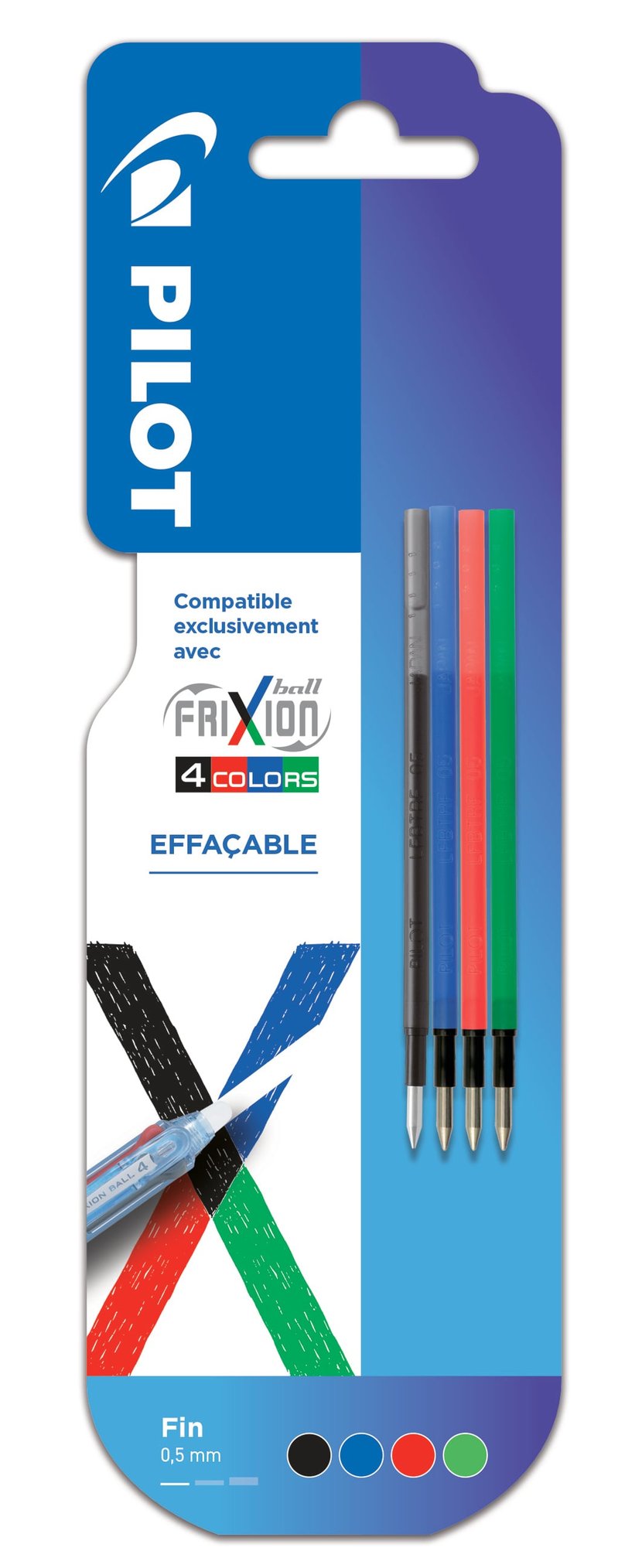 Pochette De 4 Stylos Effaçables Pilot Kleer - Couleurs Noir, Bleu, Rouge - Pour écriture Et Surlignage